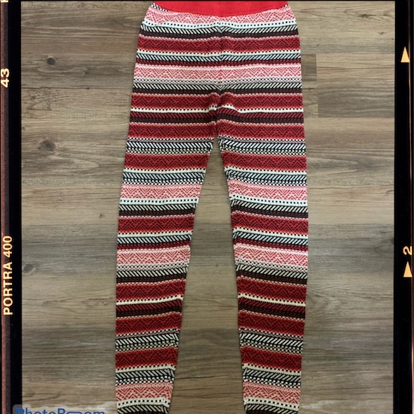 Mossimo Supply Co. Pants - Mossimo Patterned Red Soft Leggings Medium